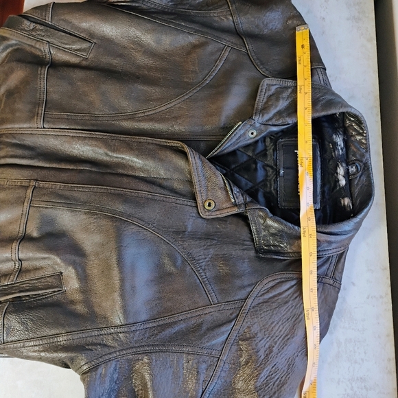 Pierre Cardin Vintage Leather Bomber Jacket Brown Full Zip Mens Size Large - Picture 16 of 16